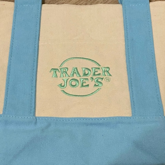 Trader Joe’s Viral Mini Pastel Blue Canvas Tote New With Tag - Picture 2 of 4